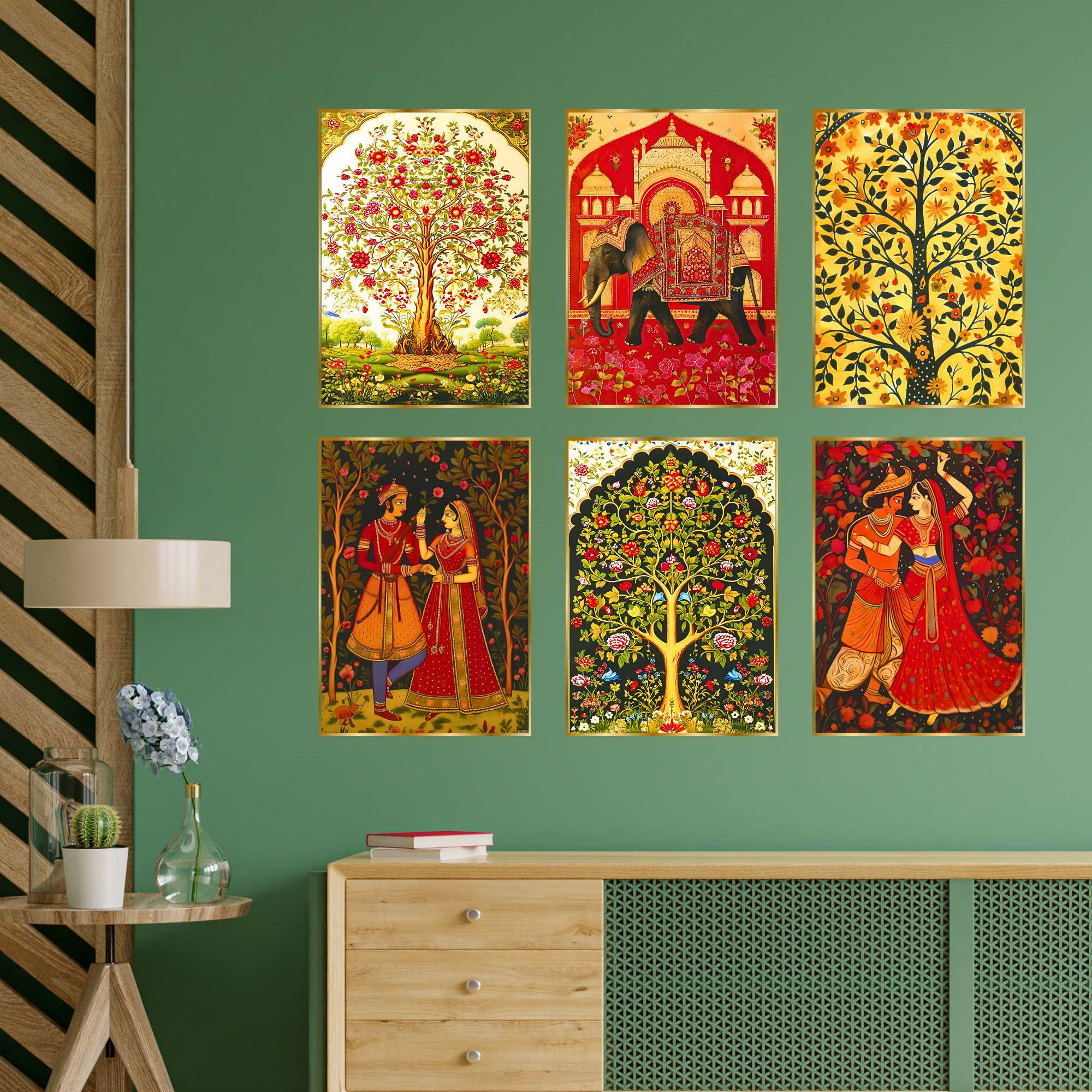 Set of Six Wall Paintings for Wall Dacoration Golden Framed Wall Paintings for Living Room & Bedroom Wall Art for Home Decoration & Office Wall Décor (13x10 inch CH-GD6-10) - Image 2